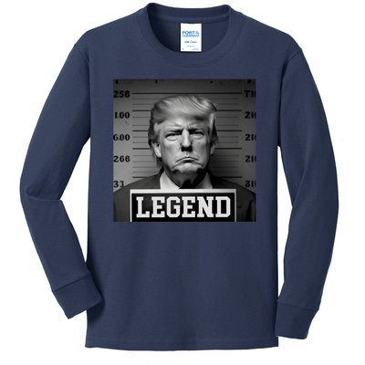 Donald Trump Mugshot Legend Kids Long Sleeve Shirt