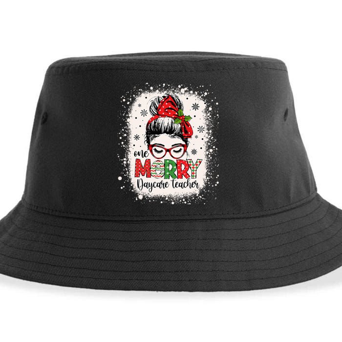 Daycare Teacher Messy Bun Preschool Christmas Sustainable Bucket Hat