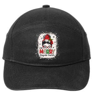 Daycare Teacher Messy Bun Preschool Christmas 7-Panel Snapback Hat