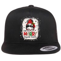 Daycare Teacher Messy Bun Preschool Christmas Flat Bill Trucker Hat