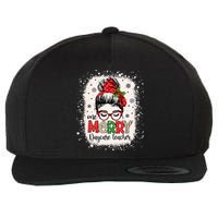 Daycare Teacher Messy Bun Preschool Christmas Wool Snapback Cap