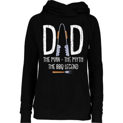 Dad The Man The Myth The BBQ Legend Funny Barbecue Pitmaster Womens Funnel Neck Pullover Hood