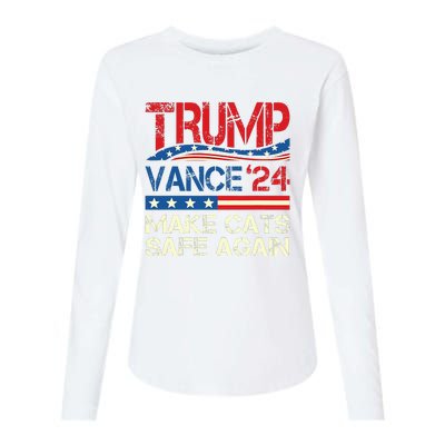 Donald Trump Make Cats Safe Again 2024 Debate Womens Cotton Relaxed Long Sleeve T-Shirt