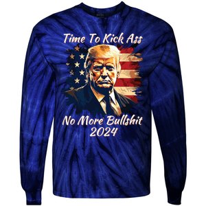 Donald Trump My President 2024 America Mug Shot Flag Funny Tie-Dye Long Sleeve Shirt