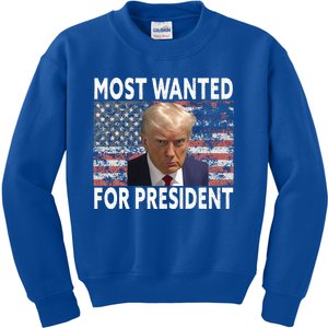 Donald Trump Most Wanted For President 2024 Kids Sweatshirt