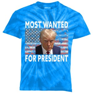 Donald Trump Most Wanted For President 2024 Kids Tie-Dye T-Shirt