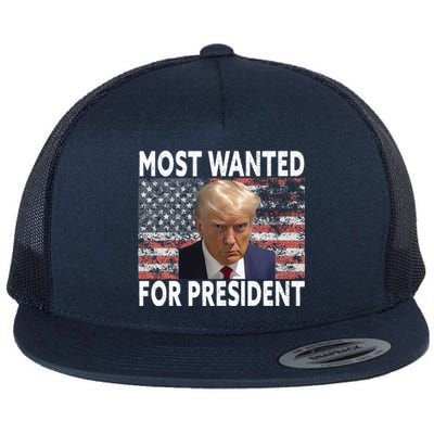 Donald Trump Most Wanted For President 2024 Flat Bill Trucker Hat