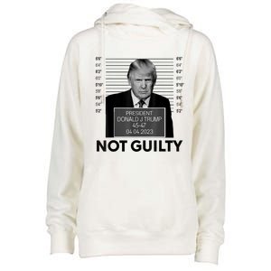 Donald Trump Mugshot Not Guilty Trump Supporter Womens Funnel Neck Pullover Hood