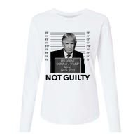 Donald Trump Mugshot Not Guilty Trump Supporter Womens Cotton Relaxed Long Sleeve T-Shirt