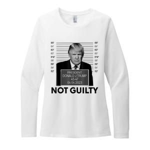 Donald Trump Mugshot Not Guilty Trump Supporter Womens CVC Long Sleeve Shirt