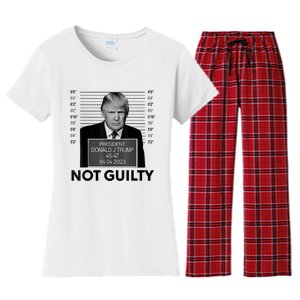 Donald Trump Mugshot Not Guilty Trump Supporter Women's Flannel Pajama Set