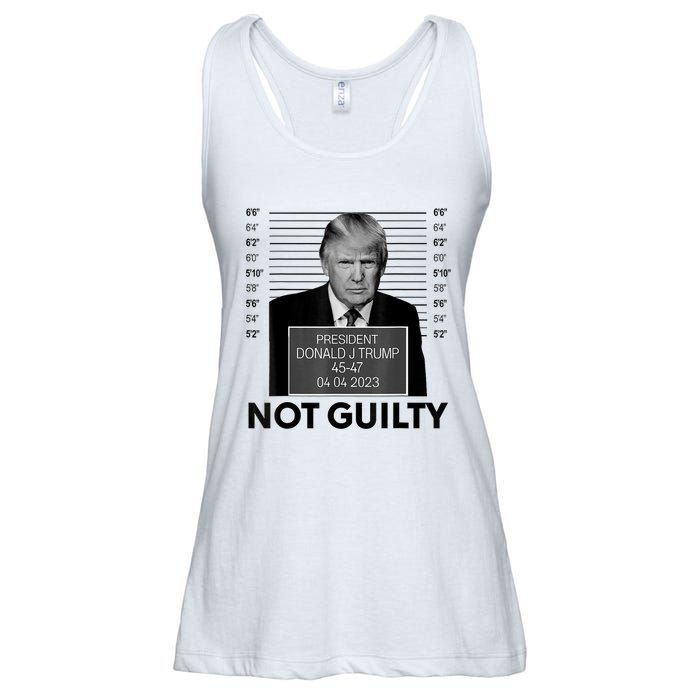 Donald Trump Mugshot Not Guilty Trump Supporter Ladies Essential Flowy Tank