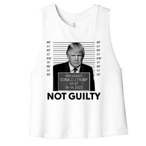 Donald Trump Mugshot Not Guilty Trump Supporter Women's Racerback Cropped Tank