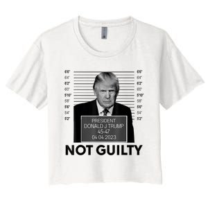 Donald Trump Mugshot Not Guilty Trump Supporter Women's Crop Top Tee