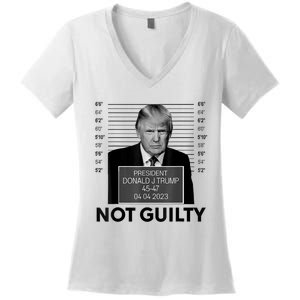 Donald Trump Mugshot Not Guilty Trump Supporter Women's V-Neck T-Shirt