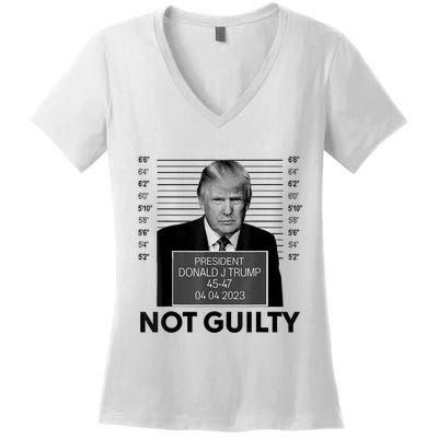 Donald Trump Mugshot Not Guilty Trump Supporter Women's V-Neck T-Shirt