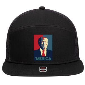 Donald Trump Merica Gift 7 Panel Mesh Trucker Snapback Hat