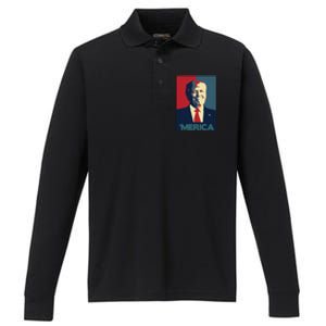 Donald Trump Merica Gift Performance Long Sleeve Polo