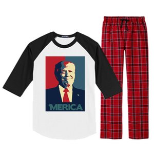 Donald Trump Merica Gift Raglan Sleeve Pajama Set