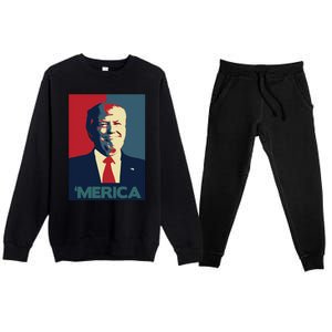 Donald Trump Merica Gift Premium Crewneck Sweatsuit Set