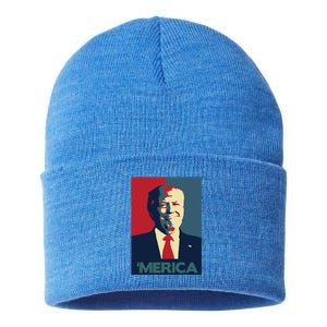 Donald Trump Merica Gift Sustainable Knit Beanie