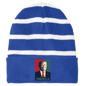 Donald Trump Merica Gift Striped Beanie with Solid Band