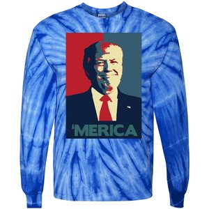 Donald Trump Merica Gift Tie-Dye Long Sleeve Shirt