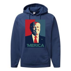 Donald Trump Merica Gift Performance Fleece Hoodie