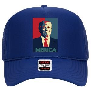 Donald Trump Merica Gift High Crown Mesh Back Trucker Hat