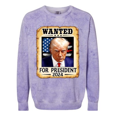 Donald Trump Mug Shot Wanted For U.S. President 2024 Colorblast Crewneck Sweatshirt