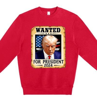 Donald Trump Mug Shot Wanted For U.S. President 2024 Premium Crewneck Sweatshirt