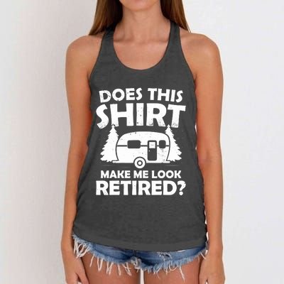 Does This Make Me Look Retired Camping Retirement RV Women's Knotted Racerback Tank