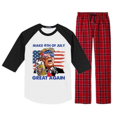 Donald Trump Make 4th Of July Great Again Patriotic Us Flag Gift Raglan Sleeve Pajama Set