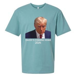 Donald Trump Mugshot DaddyS Coming Home 2024 Sueded Cloud Jersey T-Shirt