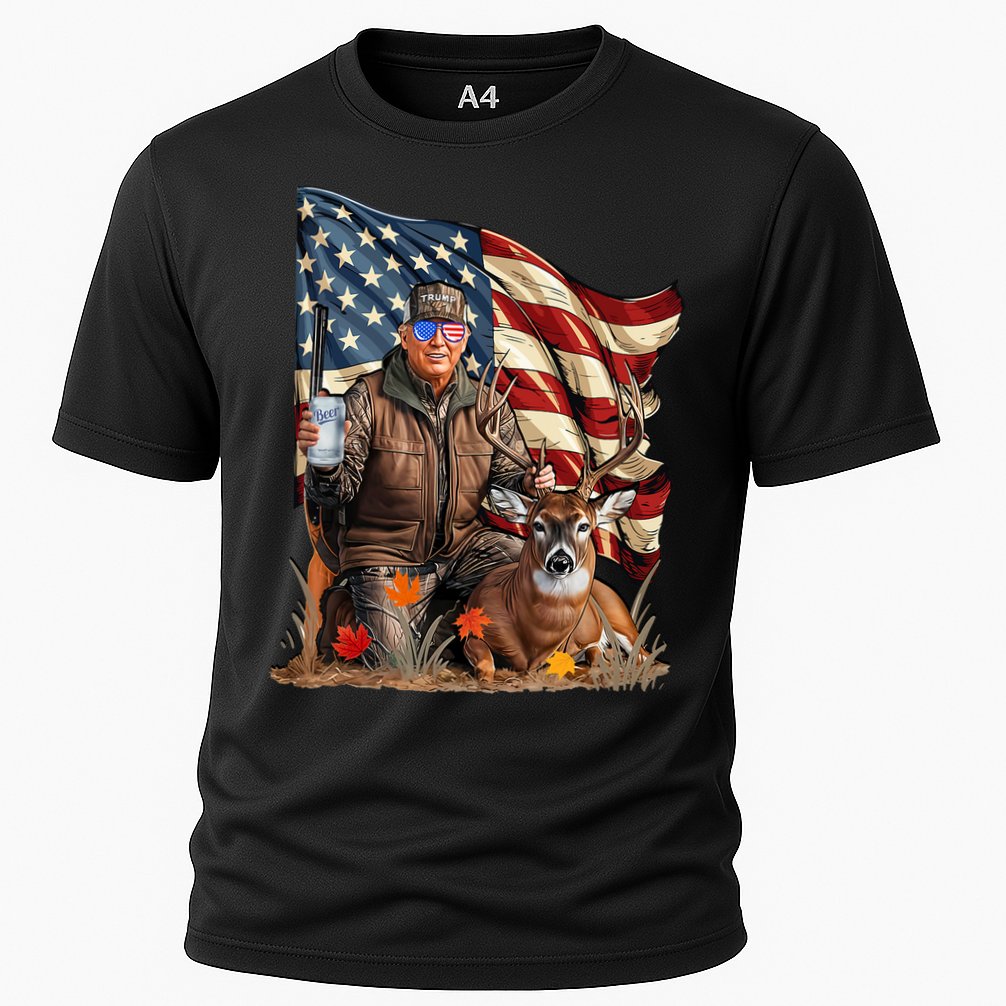 Donald Trump Maga Deer Hunting Parotic American Flag Performance Shirt