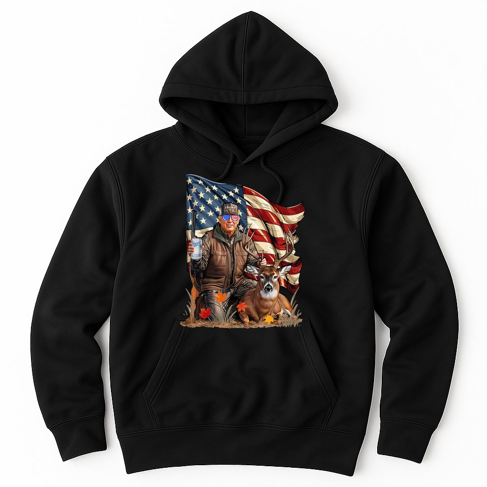 Donald Trump Maga Deer Hunting Parotic American Flag Hoodie