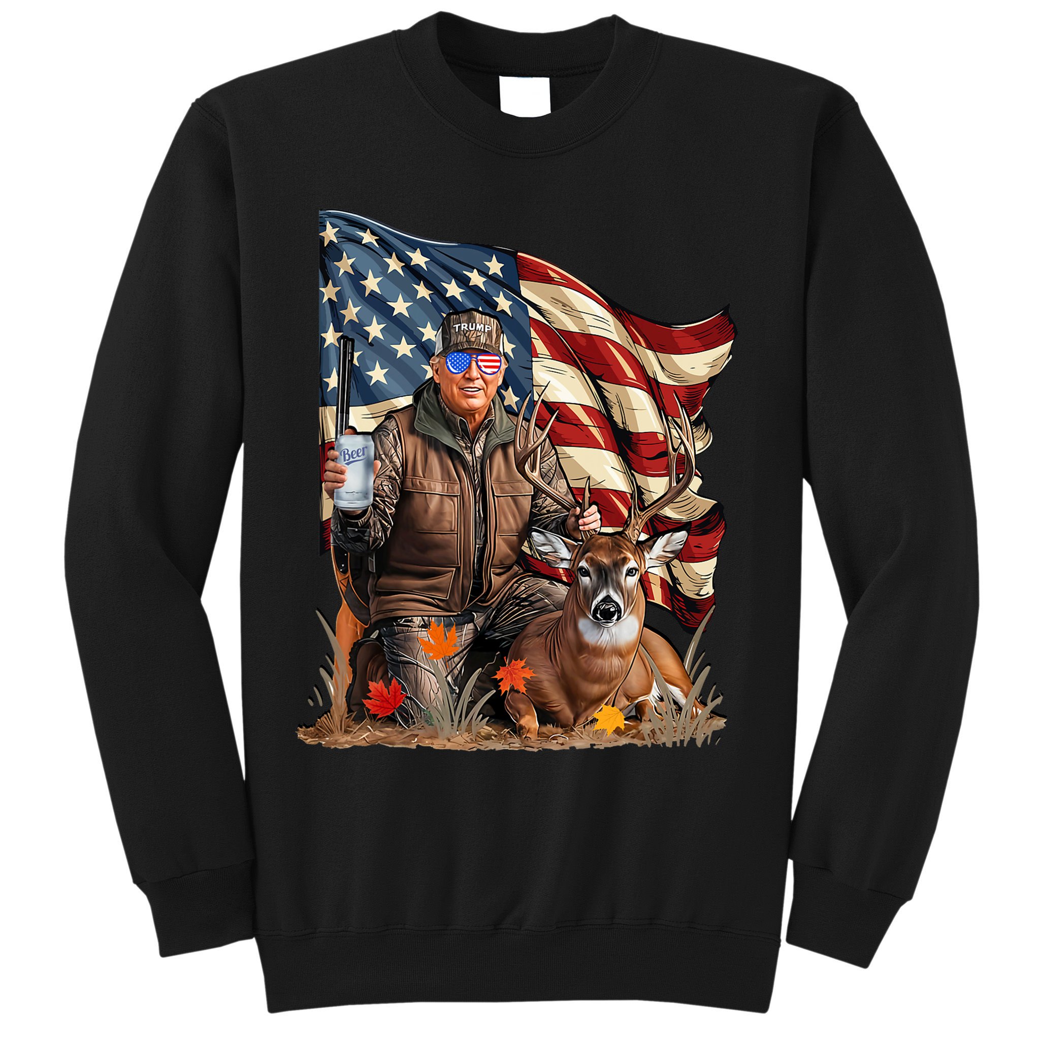 Donald Trump Maga Deer Hunting Parotic American Flag Sweatshirt