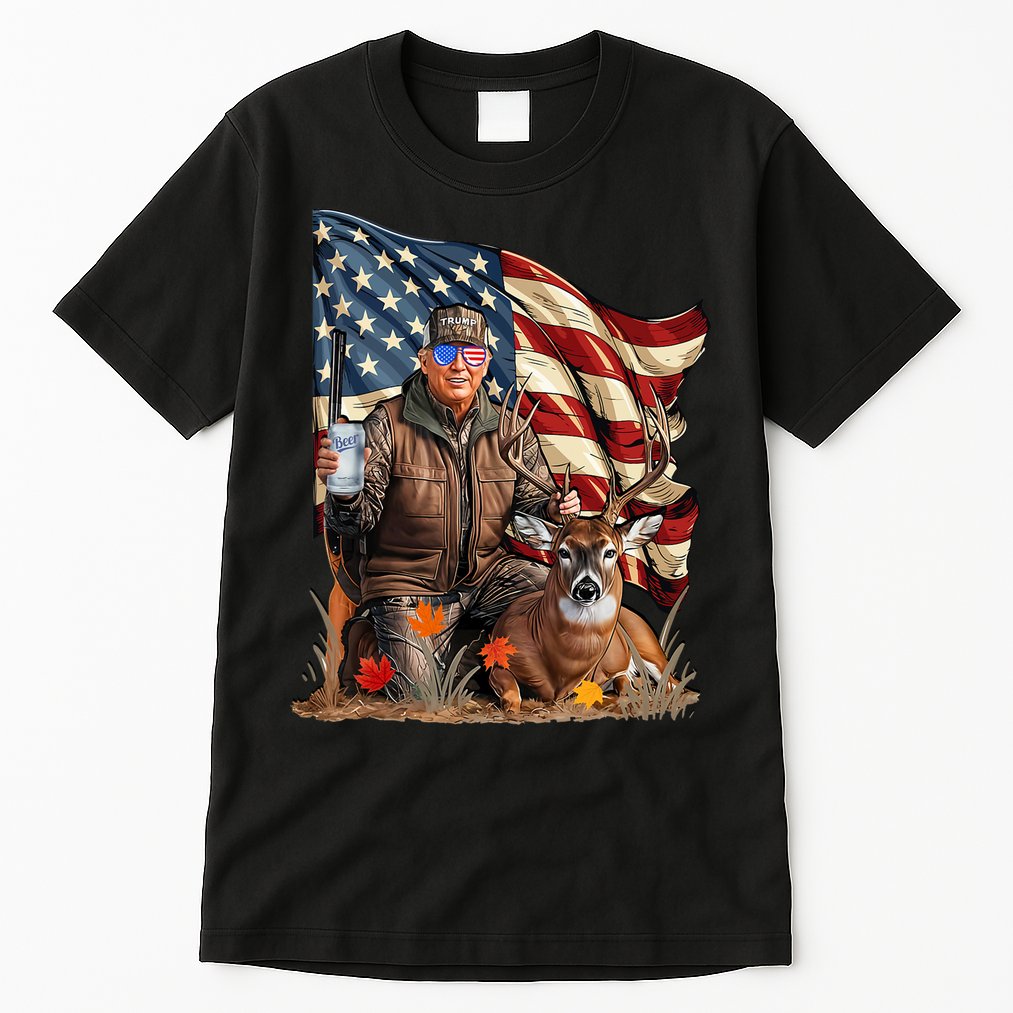Donald Trump Maga Deer Hunting Parotic American Flag Tall T-Shirt
