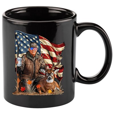 Donald Trump Maga Deer Hunting Parotic American Flag 11oz C Handle Ceramic Mug