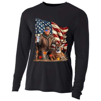 Donald Trump Maga Deer Hunting Parotic American Flag Cooling Performance Long Sleeve Crew