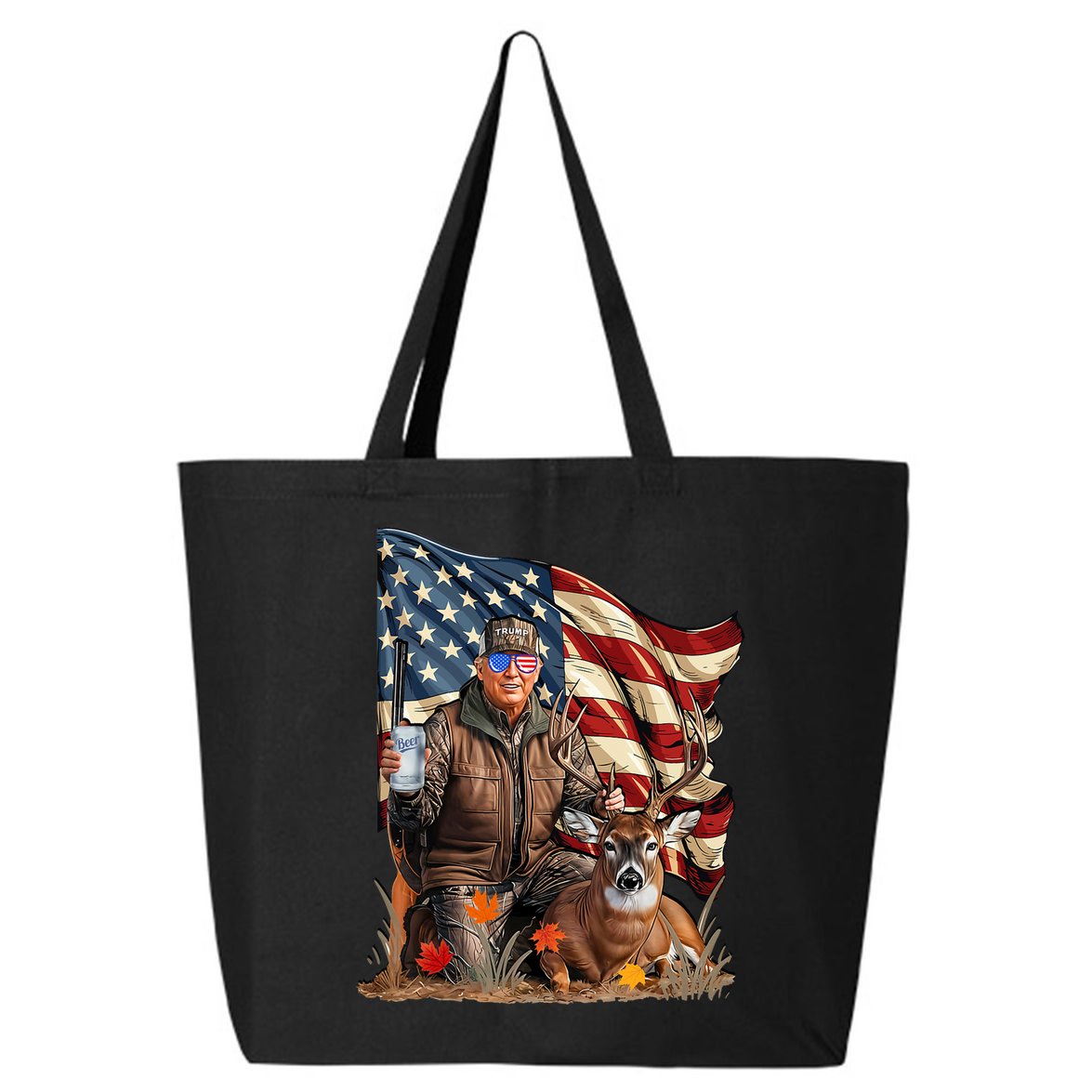 Donald Trump Maga Deer Hunting Parotic American Flag 25L Jumbo Tote