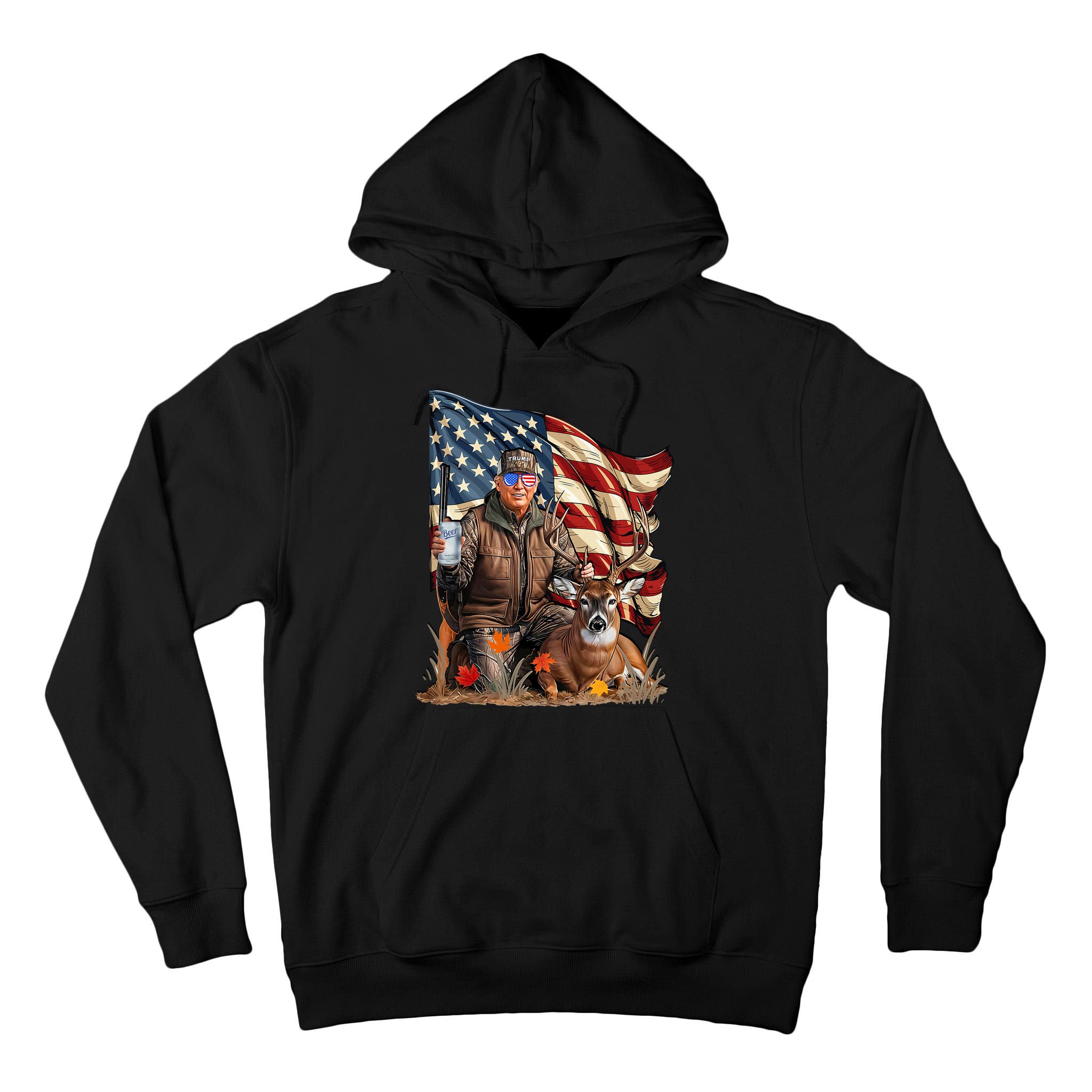 Donald Trump Maga Deer Hunting Parotic American Flag Tall Hoodie