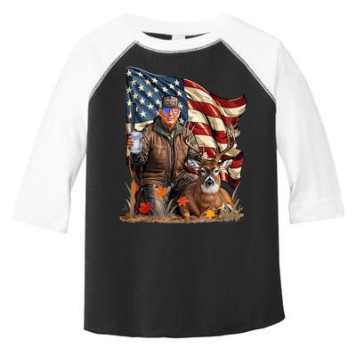 Donald Trump Maga Deer Hunting Parotic American Flag Toddler Fine Jersey T-Shirt