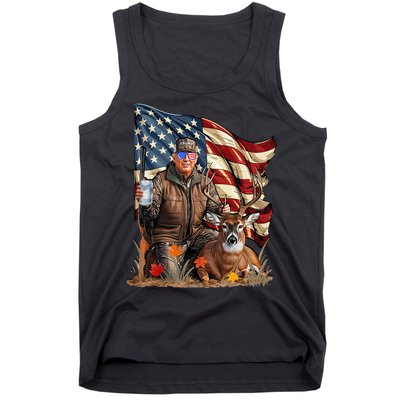 Donald Trump Maga Deer Hunting Parotic American Flag Tank Top
