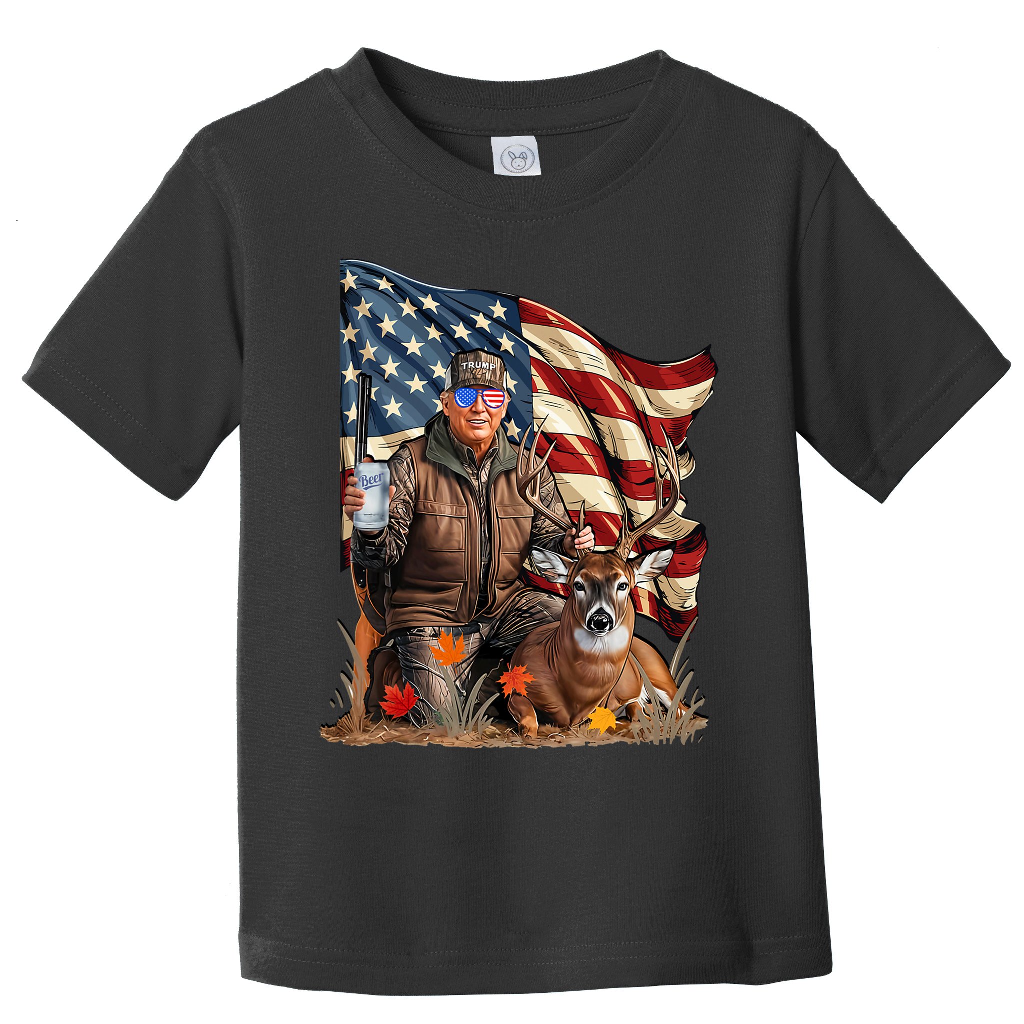 Donald Trump Maga Deer Hunting Parotic American Flag Toddler T-Shirt