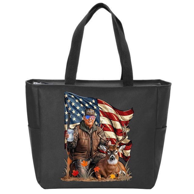 Donald Trump Maga Deer Hunting Parotic American Flag Zip Tote Bag