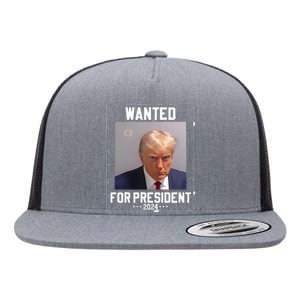 Donald Trump Mugshot Wanted For President 2024 Flat Bill Trucker Hat