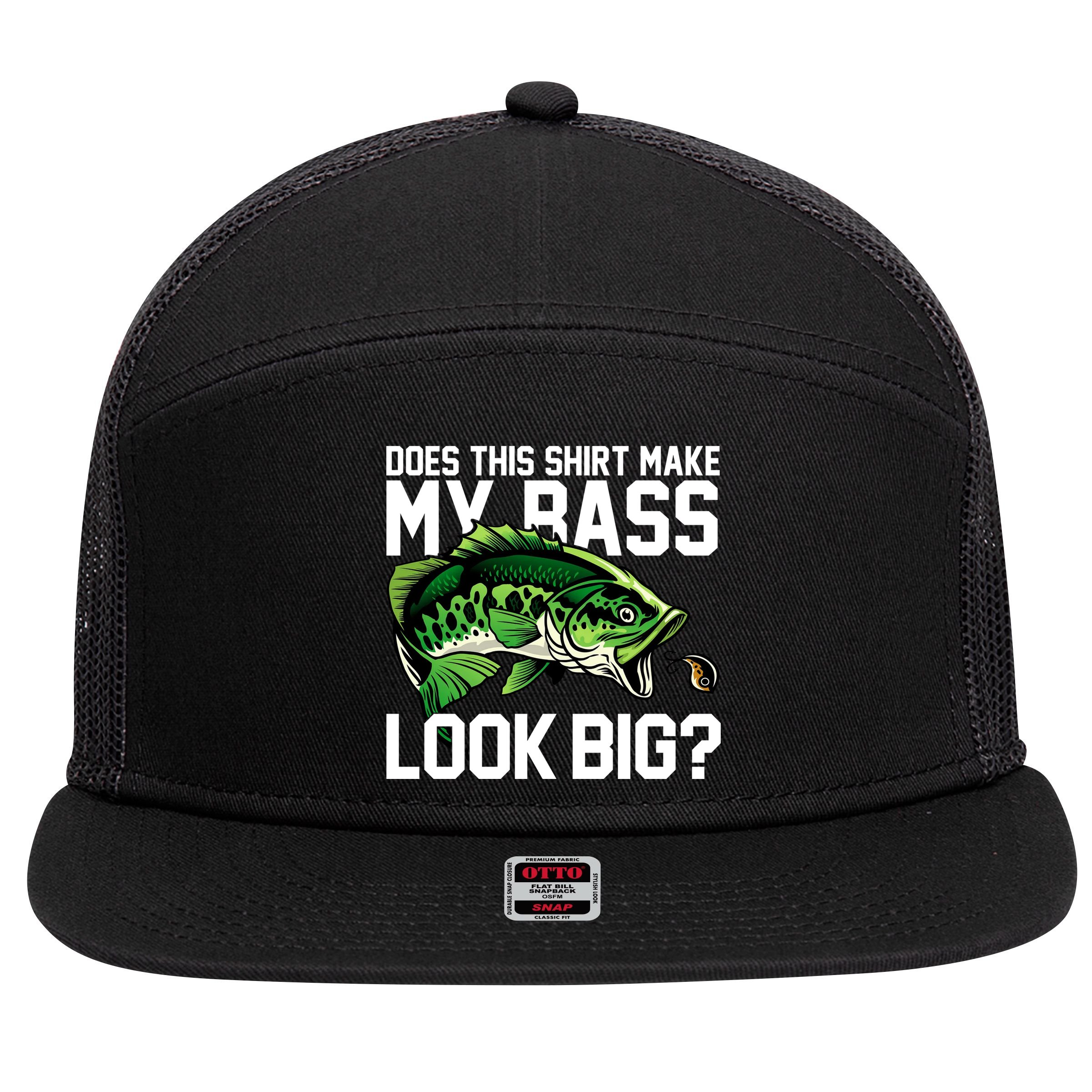 Does This Make My Bass Look Big Funny Fishing 7 Panel Mesh Trucker Snapback Hat