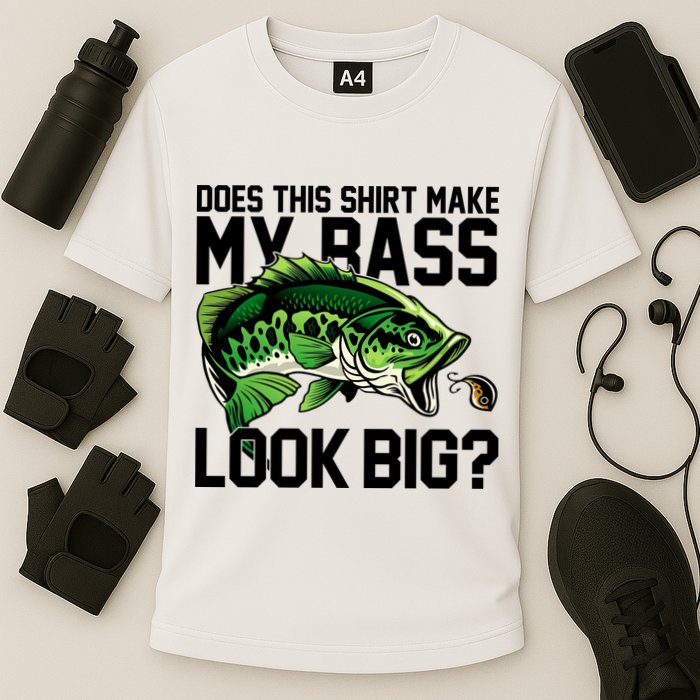 Does This Make My Bass Look Big Funny Fishing Cooling Performance Crew T-Shirt