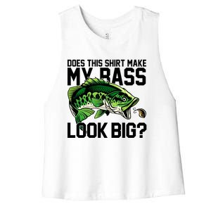 Does This Make My Bass Look Big Funny Fishing Women's Racerback Cropped Tank